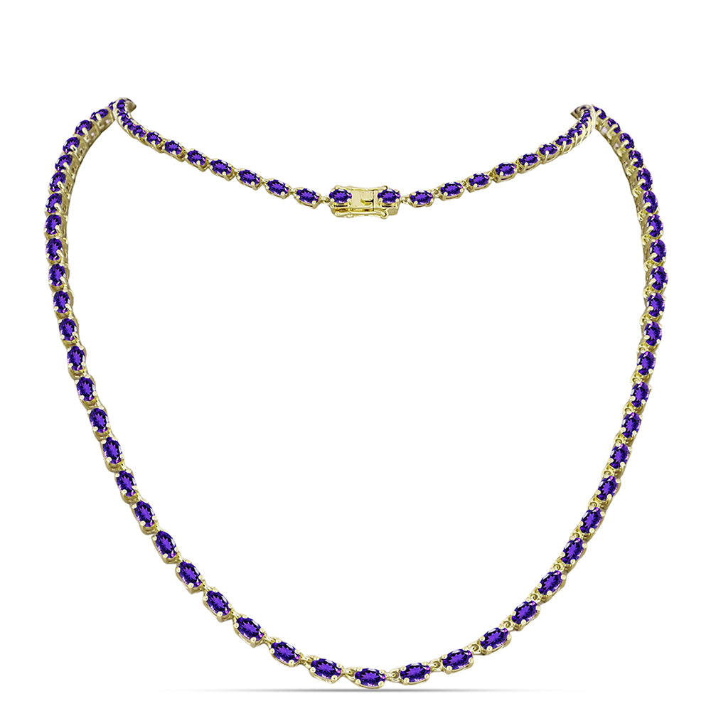 Colier din Argint 925 Placat cu Aur ( 17.56 grame ) cu Ametist Marocan 13.8 Carate 1 