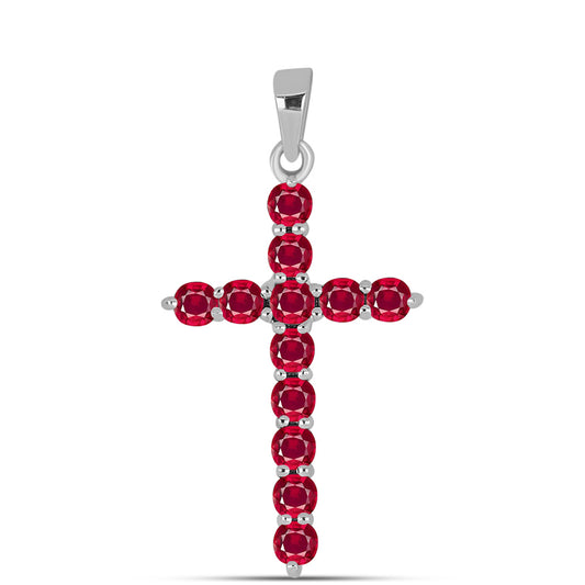 Cruce Pandantiv din Argint 925 ( 1.3 grame ) cu Rubin Malagasy 1.14 Carate