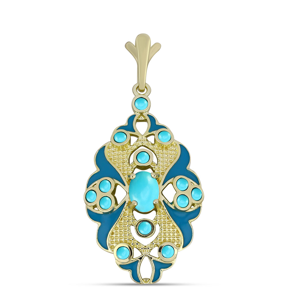 Pandantiv din Argint 925 Placat cu Aur ( 4.25 grame ) cu Turcoaz ”Frumoasa Adormită” 1.16 Carate 1 