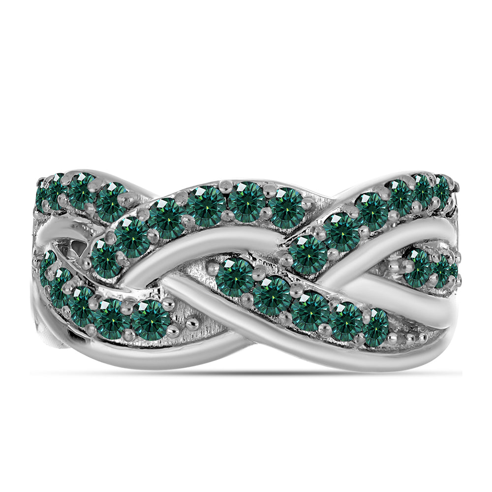 Inel din Argint 925 ( 5.48 grame ) cu Moissanite verde-albăstrui marin 0.96 Carate 1 