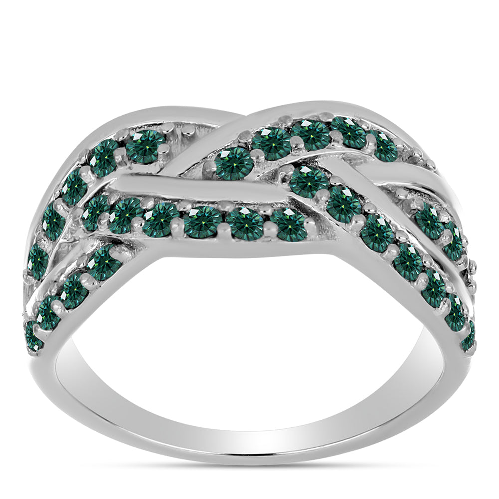 Inel din Argint 925 ( 5.48 grame ) cu Moissanite verde-albăstrui marin 0.96 Carate