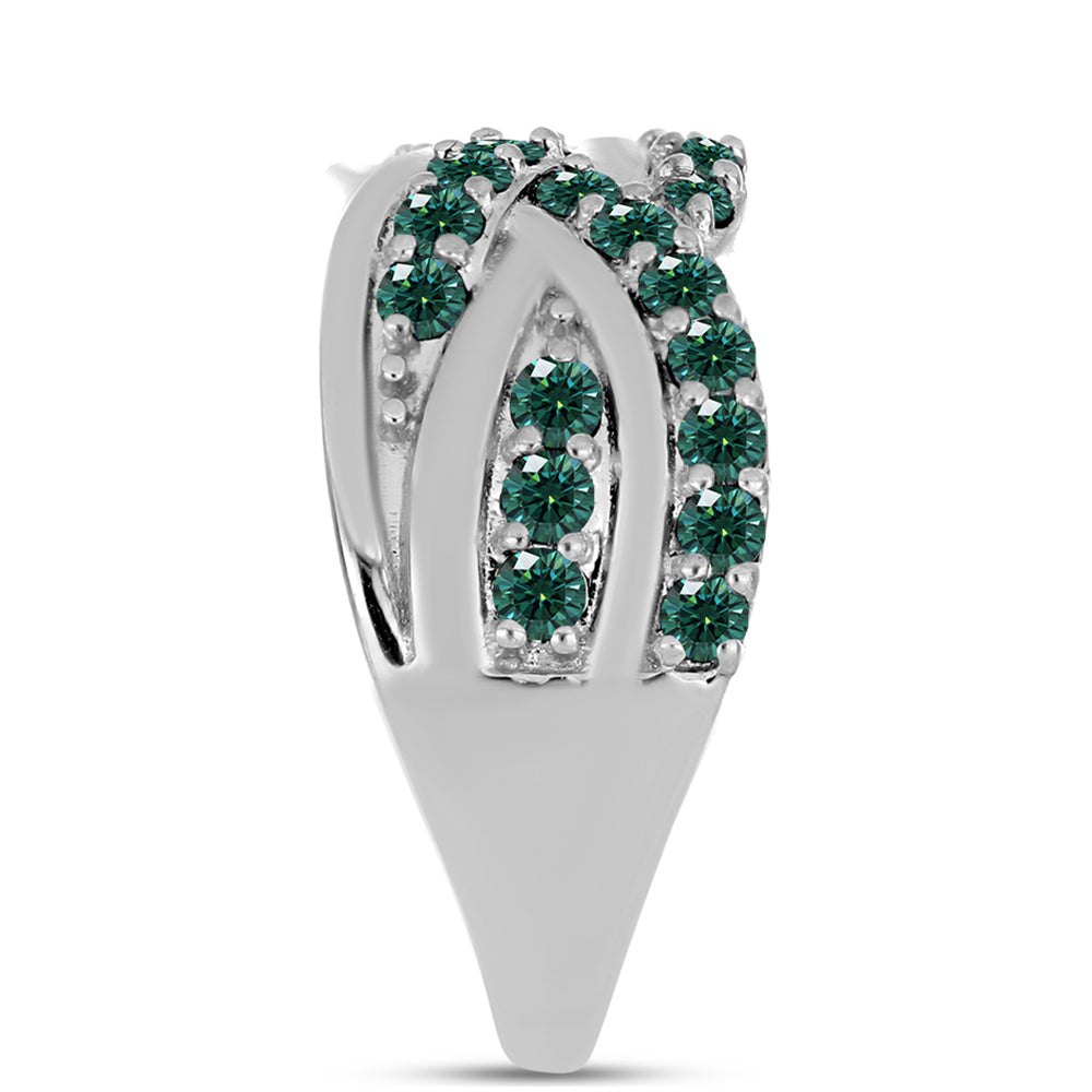 Inel din Argint 925 ( 5.48 grame ) cu Moissanite verde-albăstrui marin 0.96 Carate