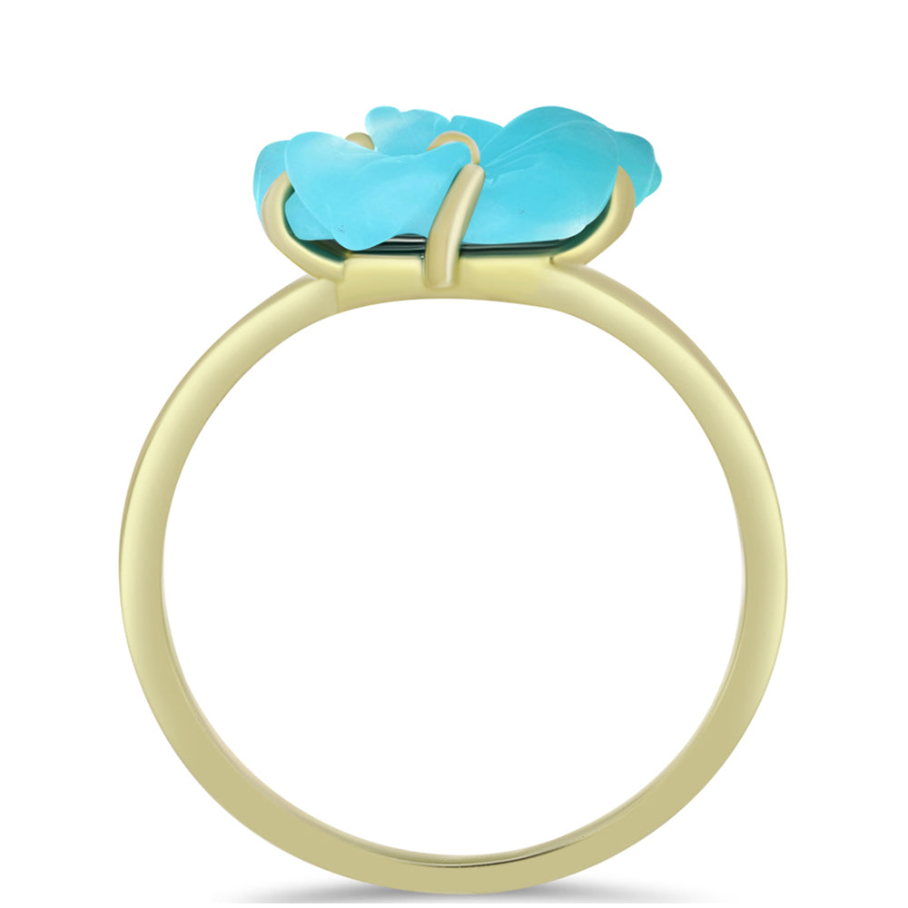 Inel din Argint 925 Placat cu Aur ( 1.82 grame ) cu Turcoaz ”Frumoasa Adormită” 1.91 Carate 2 
