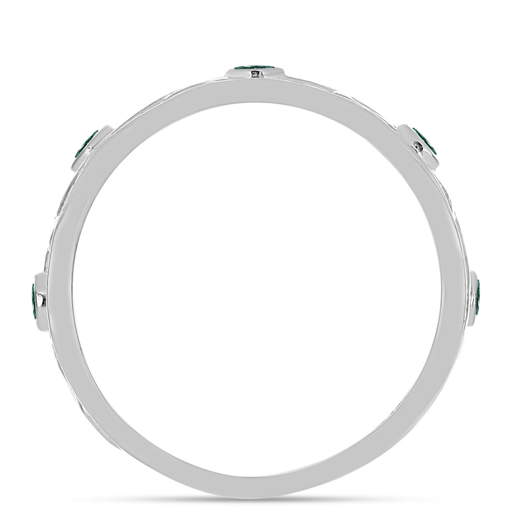 Inel din Argint 925 ( 3.5 grame ) cu Moissanite verde-albăstrui marin 0.16 Carate 2 