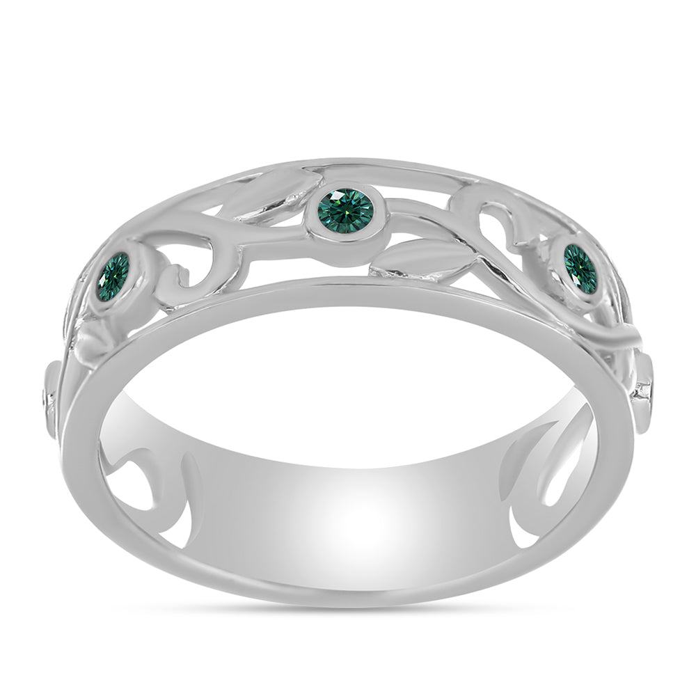 Inel din Argint 925 ( 3.5 grame ) cu Moissanite verde-albăstrui marin 0.16 Carate 3 