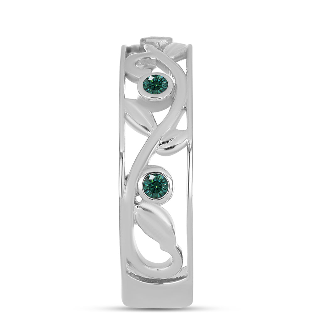 Inel din Argint 925 ( 3.5 grame ) cu Moissanite verde-albăstrui marin 0.16 Carate