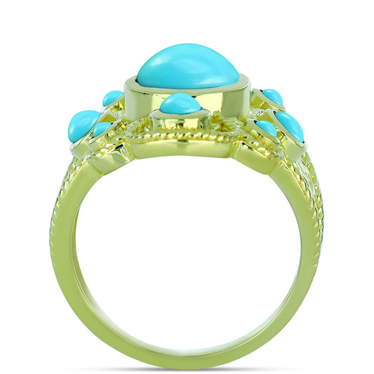 Inel din Argint 925 Placat cu Aur ( 6.43 grame ) cu Turcoaz ”Frumoasa Adormită” 3.01 Carate