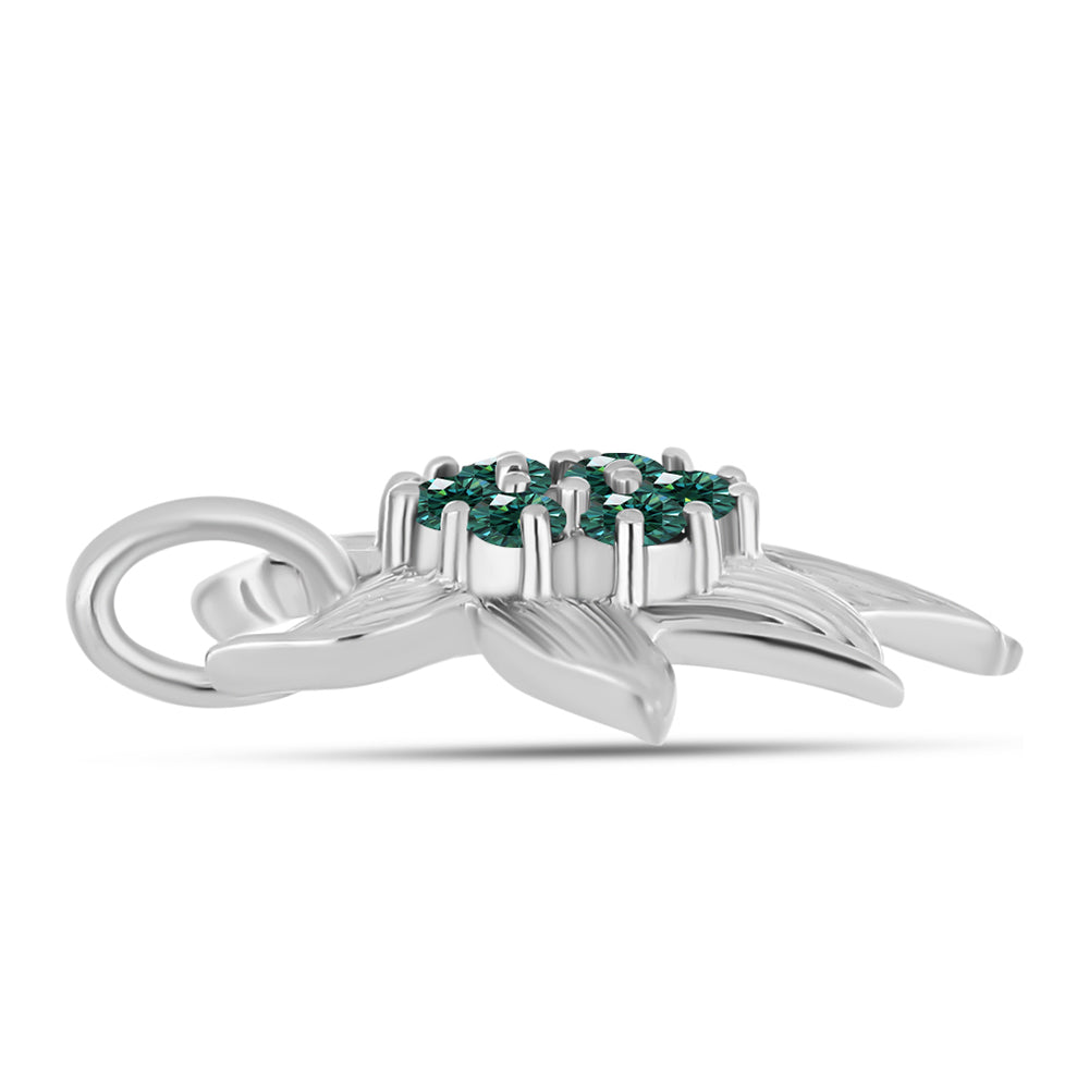 Pandantiv din Argint 925 ( 1.13 grame ) cu Moissanite verde-albăstrui marin 0.17 Carate 2 