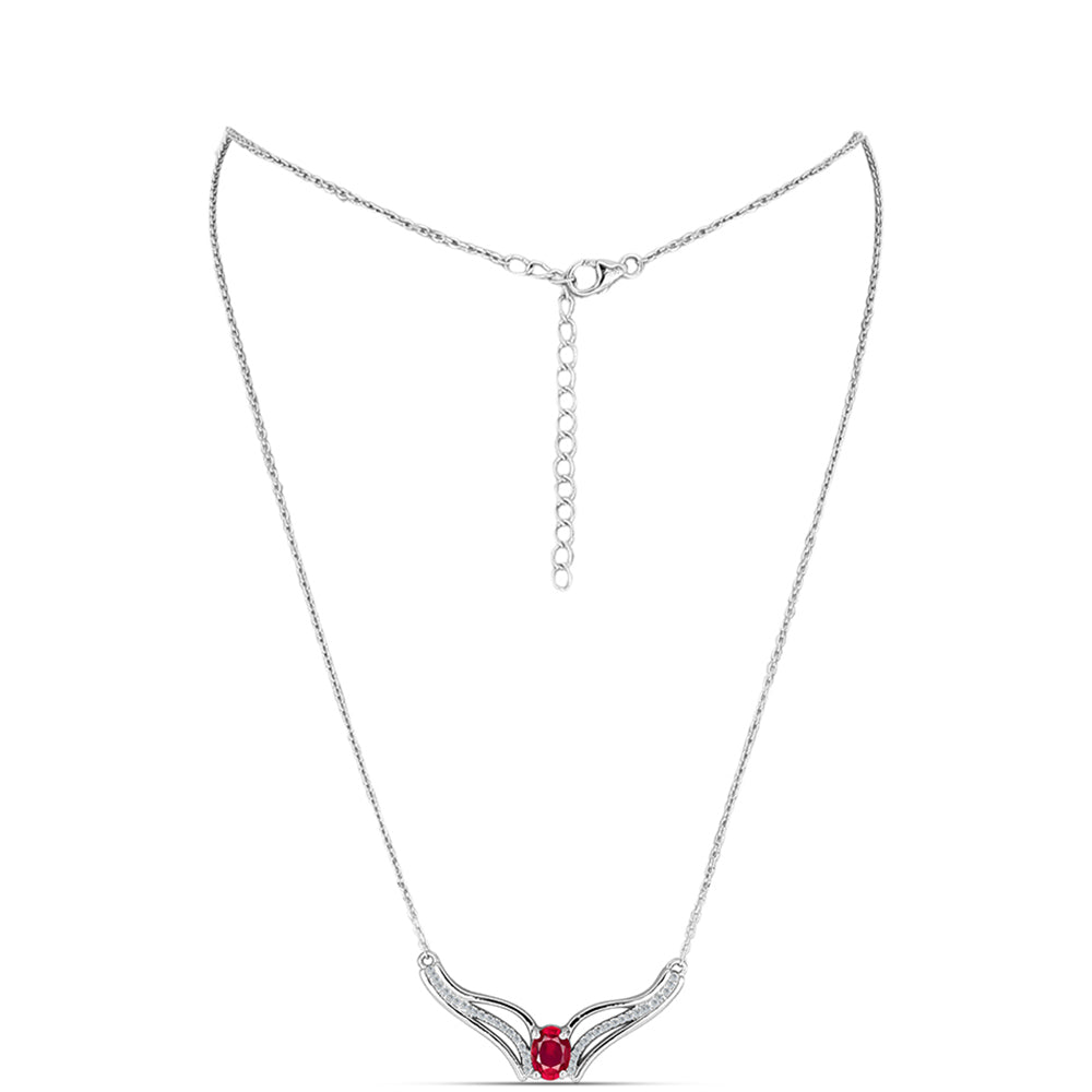 Colier din Argint 925 ( 4.95 grame ) cu Rubin Malagasy și Topaz Alb 1.25 Carate 1 