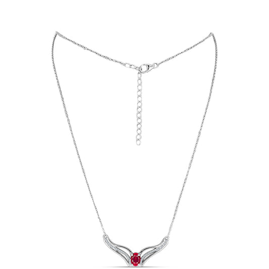 Colier din Argint 925 ( 4.95 grame ) cu Rubin Malagasy și Topaz Alb 1.25 Carate
