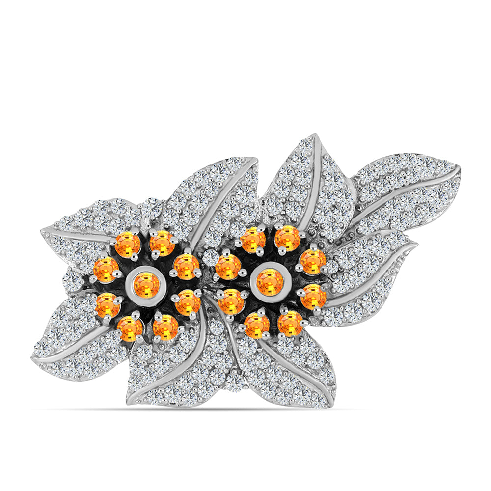 Broşă din Argint 925 ( 6.87 grame ) cu Safir Padparadscha și Topaz Alb 2.03 Carate 1 