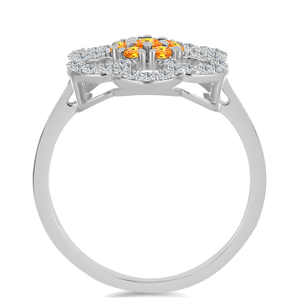 Inel din Argint 925 ( 3.02 grame ) cu Safir Padparadscha și Topaz Alb 1.01 Carate 2 