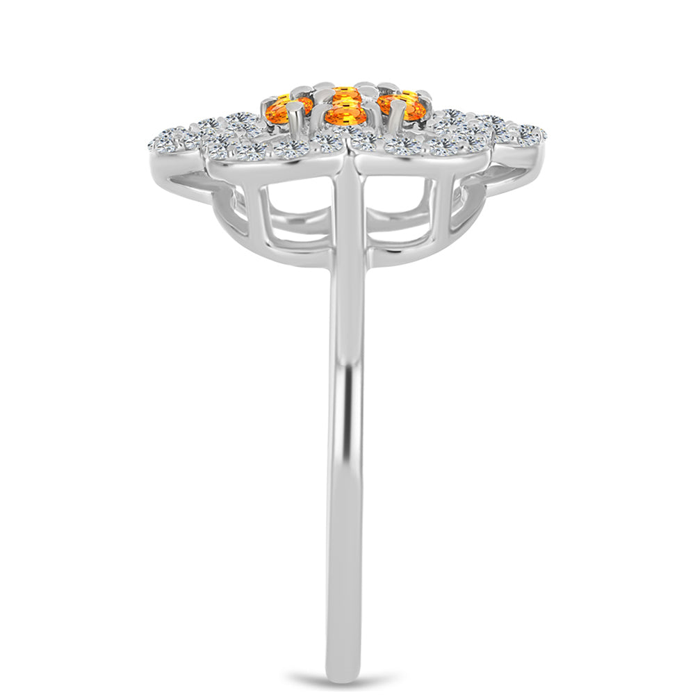 Inel din Argint 925 ( 3.02 grame ) cu Safir Padparadscha și Topaz Alb 1.01 Carate