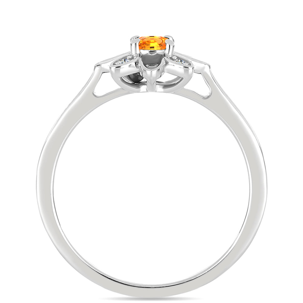 Inel din Argint 925 ( 2.75 grame ) cu Safir Padparadscha și Topaz Alb 0.34 Carate