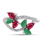 Inel din Argint 925 ( 2.79 grame ) cu Rubin Malagasy și Smarald Brazilian 1.65 Carate