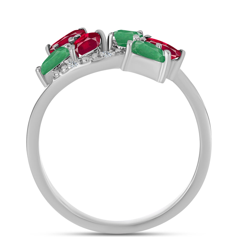 Inel din Argint 925 ( 2.79 grame ) cu Rubin Malagasy și Smarald Brazilian 1.65 Carate