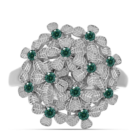 Inel din Argint 925 ( 6.87 grame ) cu Moissanite verde-albăstrui marin 0.38 Carate