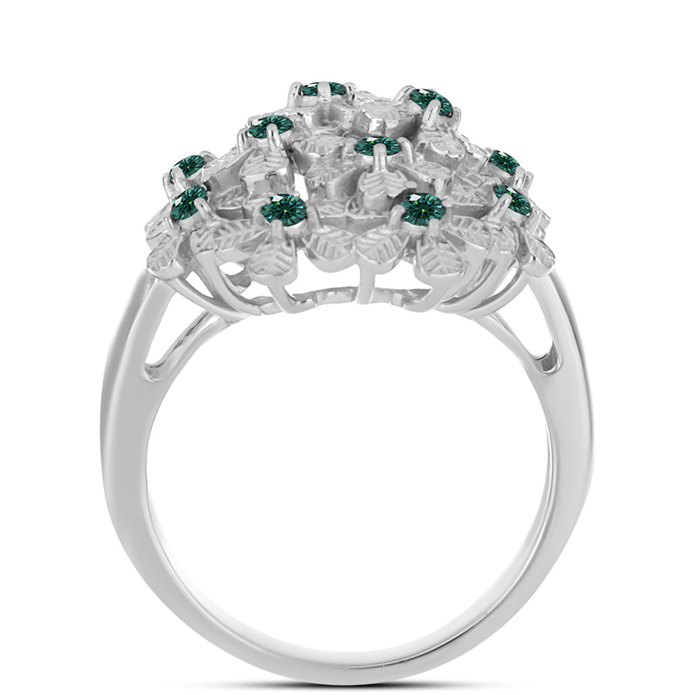 Inel din Argint 925 ( 6.87 grame ) cu Moissanite verde-albăstrui marin 0.38 Carate