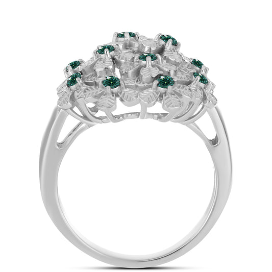 Inel din Argint 925 ( 6.87 grame ) cu Moissanite verde-albăstrui marin 0.38 Carate