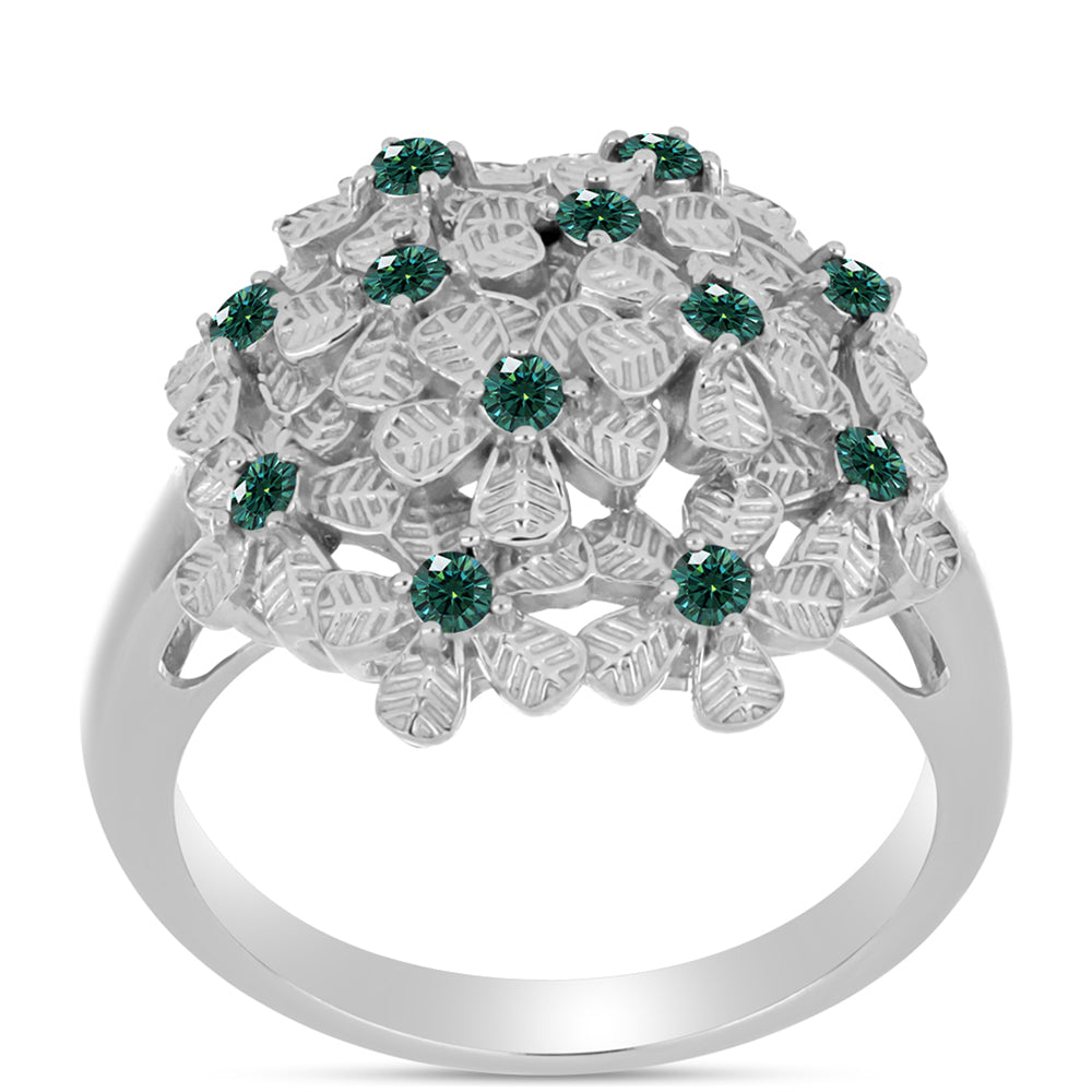 Inel din Argint 925 ( 6.87 grame ) cu Moissanite verde-albăstrui marin 0.38 Carate