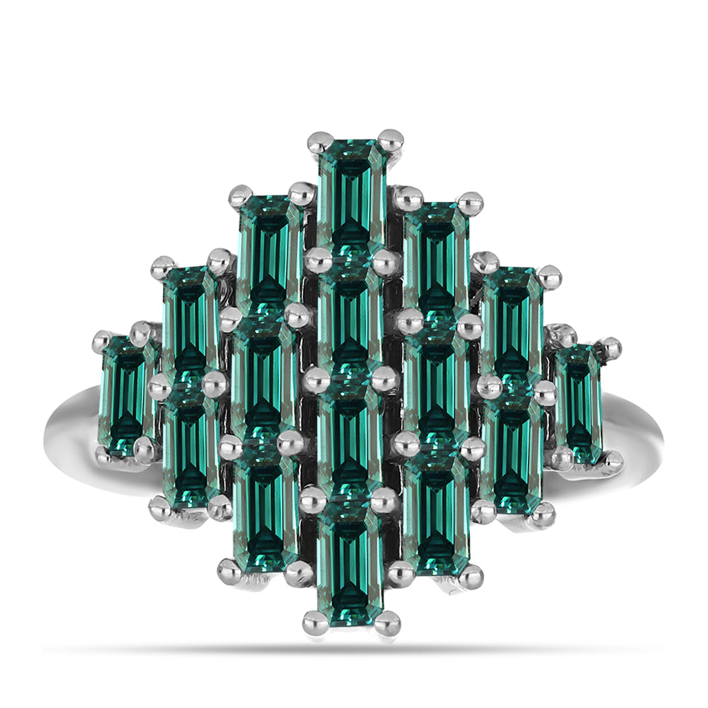 Inel din Argint 925 ( 3.92 grame ) cu Moissanite verde-albăstrui marin 1.83 Carate 1 