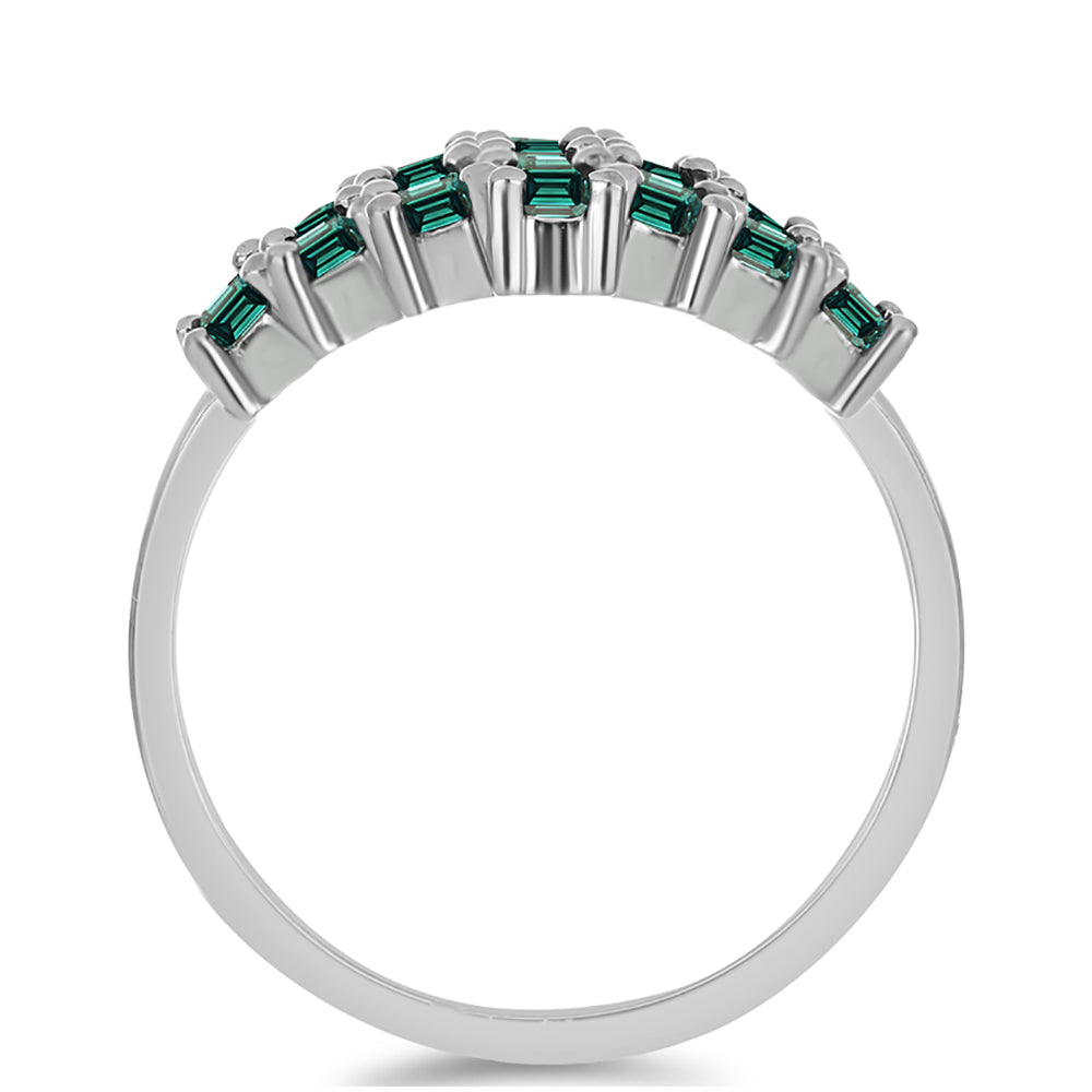 Inel din Argint 925 ( 3.92 grame ) cu Moissanite verde-albăstrui marin 1.83 Carate 2 