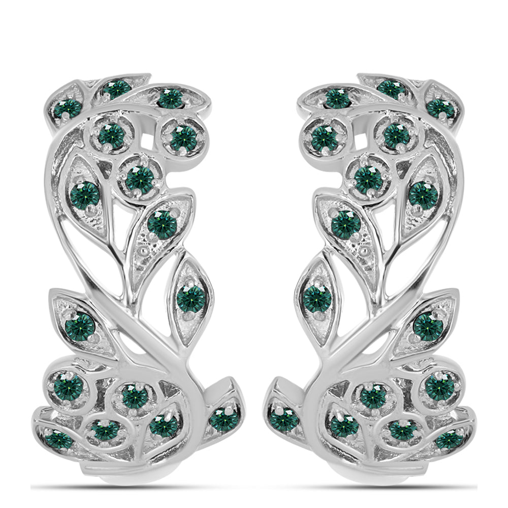 Cercei din Argint 925 ( 6.07 grame ) cu Moissanite verde-albăstrui marin 0.32 Carate