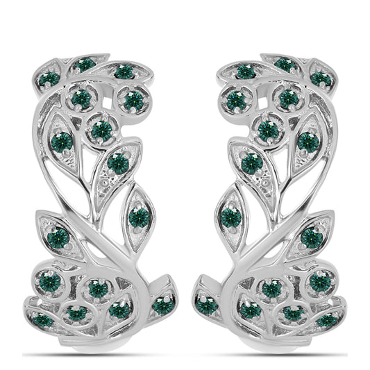 Cercei din Argint 925 ( 6.07 grame ) cu Moissanite verde-albăstrui marin 0.32 Carate