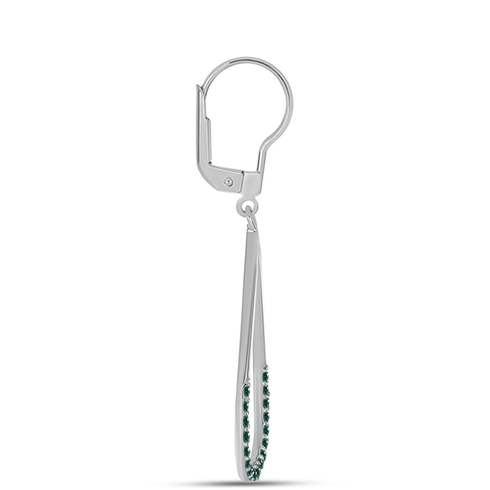 Cercei din Argint 925 ( 3.11 grame ) cu Moissanite verde-albăstrui marin 0.5 Carate