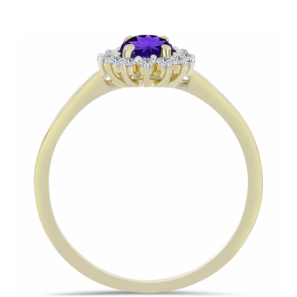 Inel din Argint 925 Placat cu Aur ( 2.23 grame ) cu Ametist Marocan și Topaz Alb 0.96 Carate