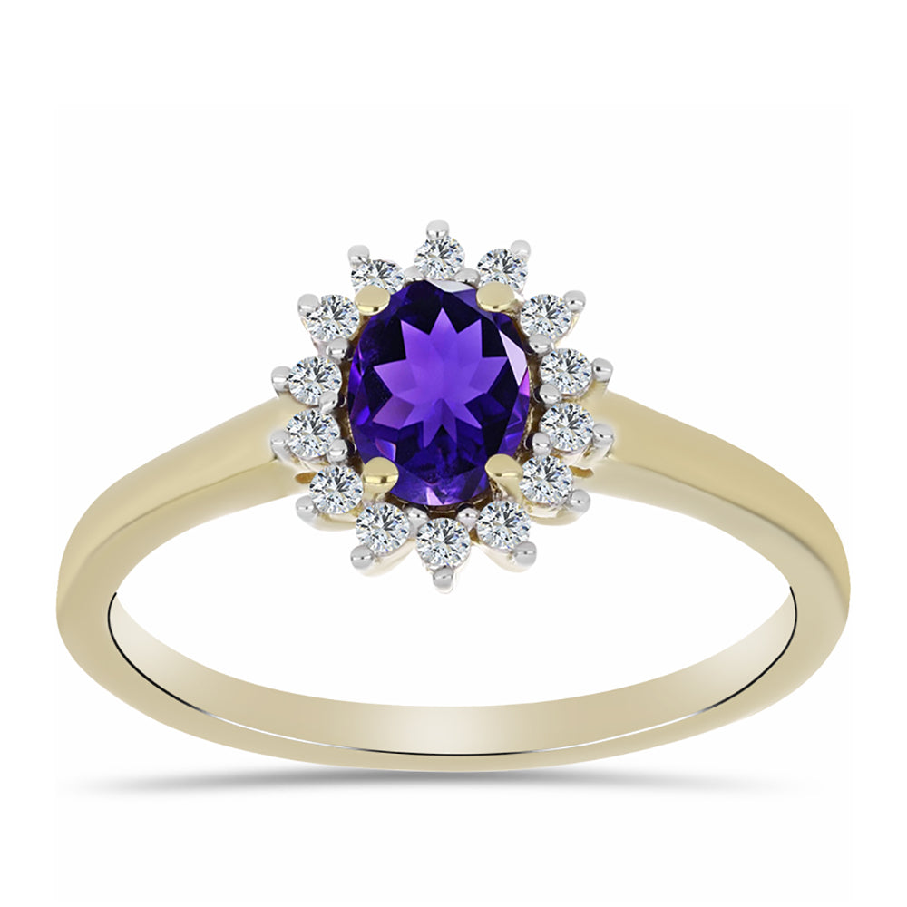 Inel din Argint 925 Placat cu Aur ( 2.23 grame ) cu Ametist Marocan și Topaz Alb 0.96 Carate 3 