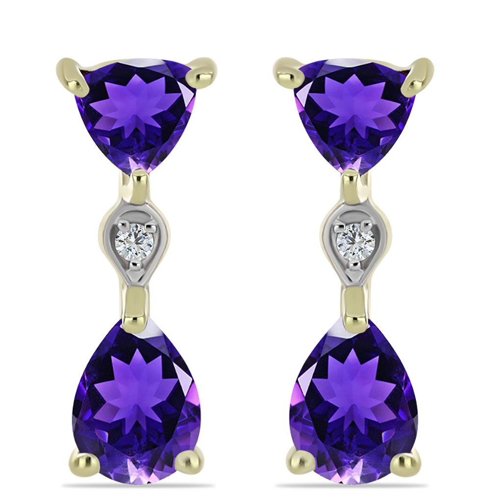 Cercei din Argint 925 Placat cu Aur ( 3 grame ) cu Ametist Marocan și Topaz Alb 2.13 Carate