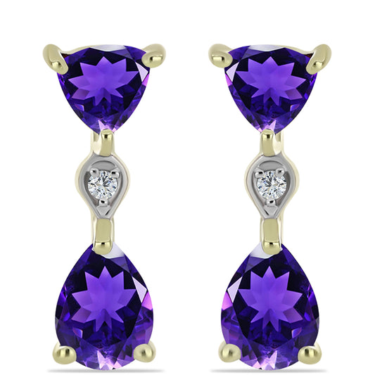 Cercei din Argint 925 Placat cu Aur ( 3 grame ) cu Ametist Marocan și Topaz Alb 2.13 Carate