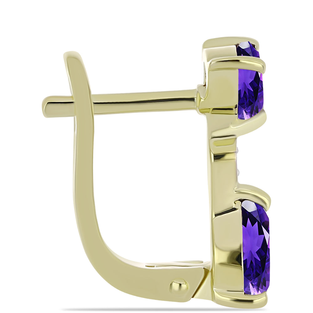 Cercei din Argint 925 Placat cu Aur ( 3 grame ) cu Ametist Marocan și Topaz Alb 2.13 Carate 2 