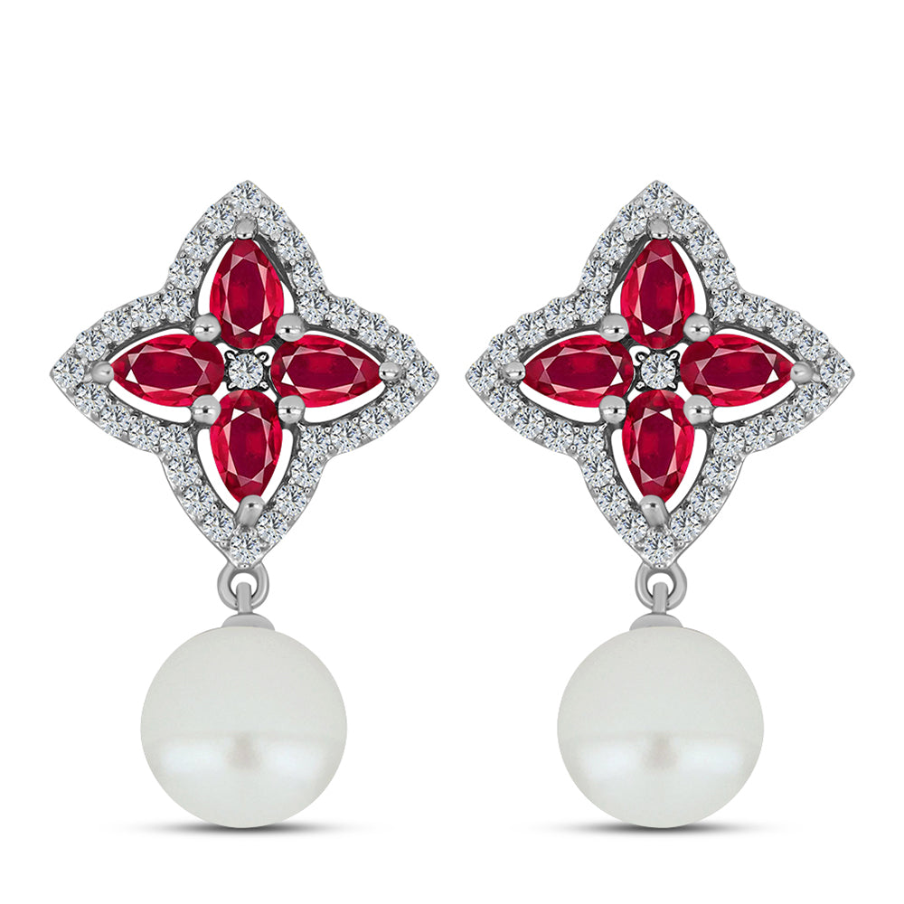 Pandantiv din Argint 925 ( 1.53 grame ) cu Rubin Malagasy și Perlă de Apă Dulce Albă 6.27 Carate 1 