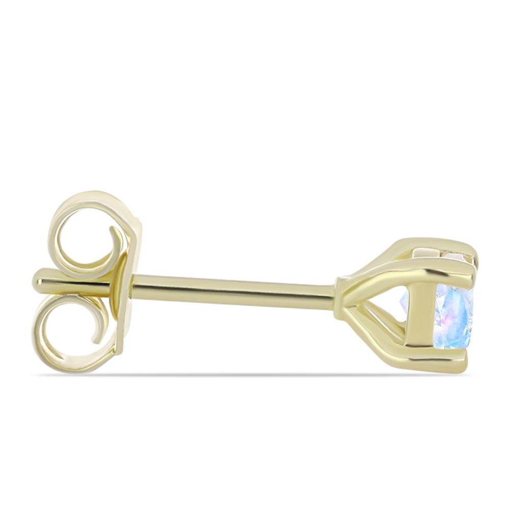 Cercei din Argint 925 Placat cu Aur ( 0.8 grame ) cu Piatra Lunii Curcubeu 0.51 Carate