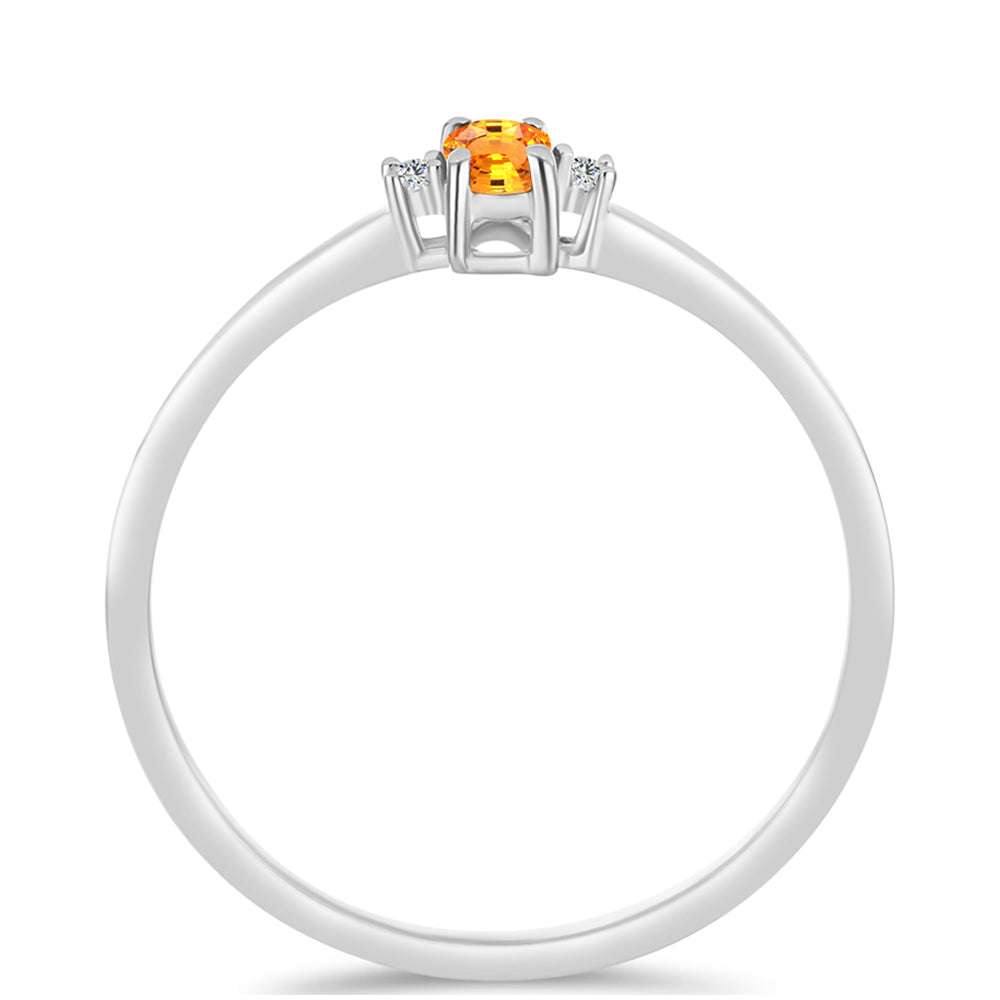 Inel din Argint 925 ( 1.42 grame ) cu Safir Padparadscha și Topaz Alb 0.32 Carate