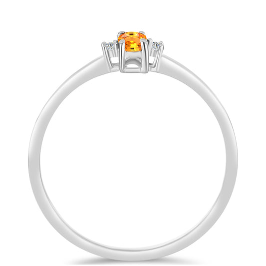 Inel din Argint 925 ( 1.42 grame ) cu Safir Padparadscha și Topaz Alb 0.32 Carate