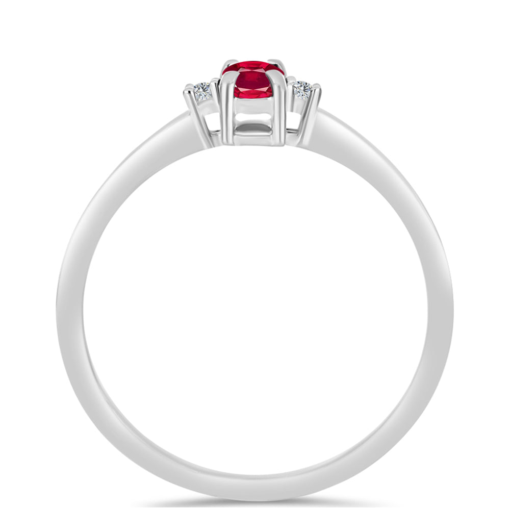 Inel din Argint 925 ( 1.42 grame ) cu Rubin Malagasy și Topaz Alb 0.38 Carate 2 