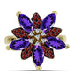 Inel din Argint 925 Placat cu Aur ( 4.93 grame ) cu Ametist Marocan și Granat Barton 2.83 Carate