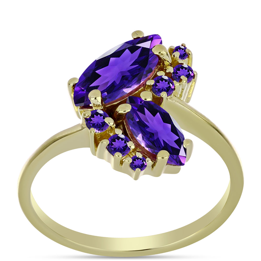 Inel din Argint 925 Placat cu Aur ( 2.67 grame ) cu Ametist Marocan 1.64 Carate 3 