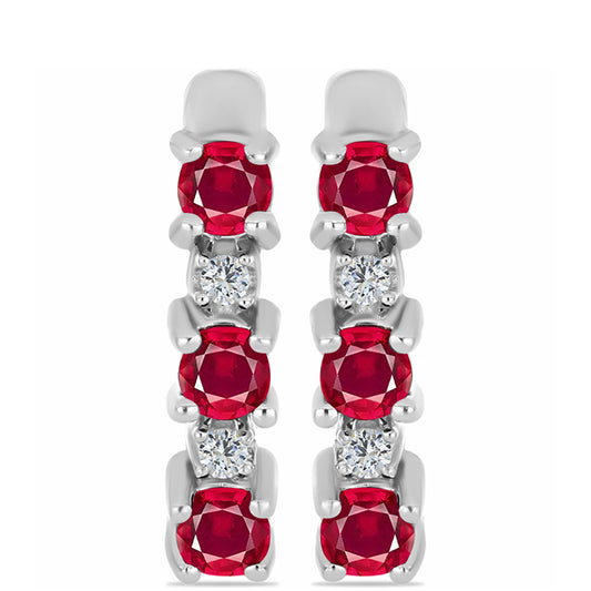 Cercei din Argint 925 ( 3.62 grame ) cu Rubin Malagasy și Topaz Alb 1.01 Carate