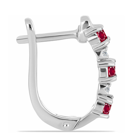 Cercei din Argint 925 ( 3.62 grame ) cu Rubin Malagasy și Topaz Alb 1.01 Carate