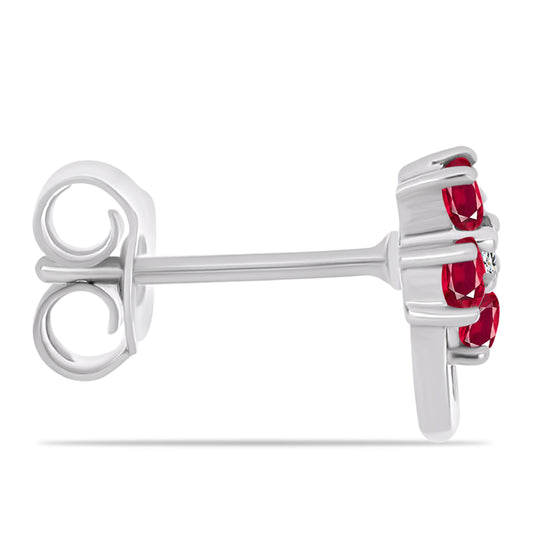 Cercei din Argint 925 ( 1.19 grame ) cu Rubin Malagasy și Topaz Alb 0.47 Carate