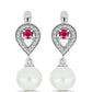 Cercei din Argint 925 ( 3.16 grame ) cu Rubin Malagasy și Perlă de Apă Dulce Albă 7.36 Carate