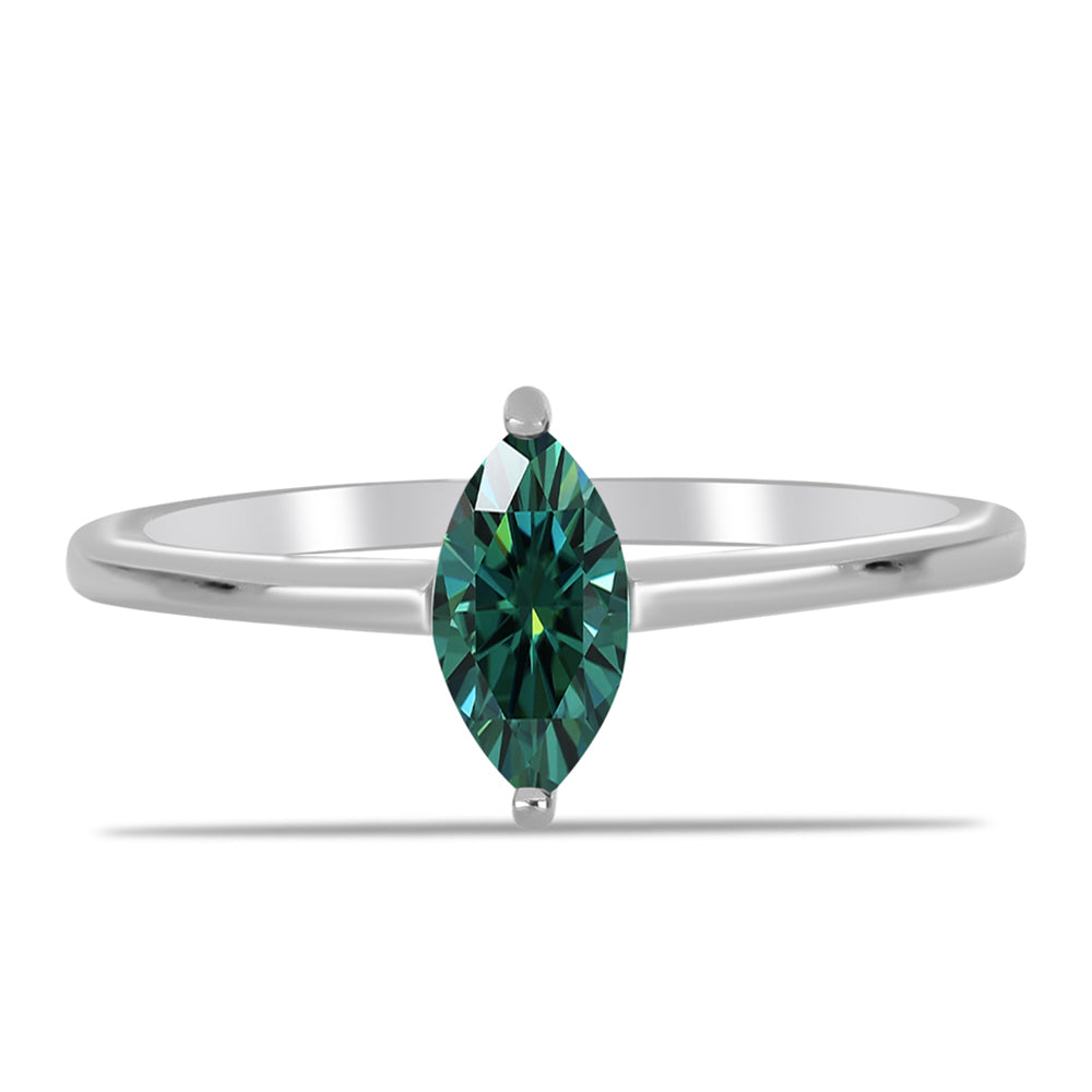 Inel din Argint 925 ( 1.58 grame ) cu Moissanite verde-albăstrui marin 0.51 Carate 1 