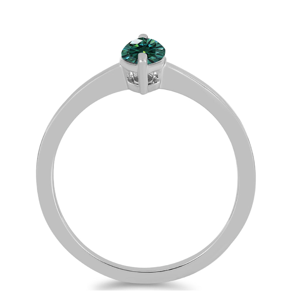Inel din Argint 925 ( 1.58 grame ) cu Moissanite verde-albăstrui marin 0.51 Carate