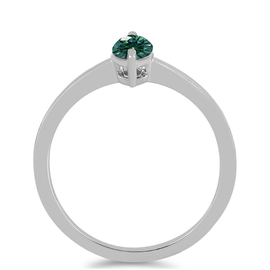 Inel din Argint 925 ( 1.58 grame ) cu Moissanite verde-albăstrui marin 0.51 Carate
