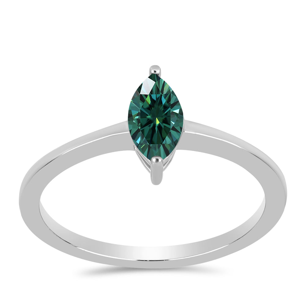 Inel din Argint 925 ( 1.58 grame ) cu Moissanite verde-albăstrui marin 0.51 Carate 3 