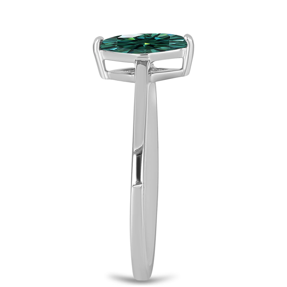 Inel din Argint 925 ( 1.58 grame ) cu Moissanite verde-albăstrui marin 0.51 Carate
